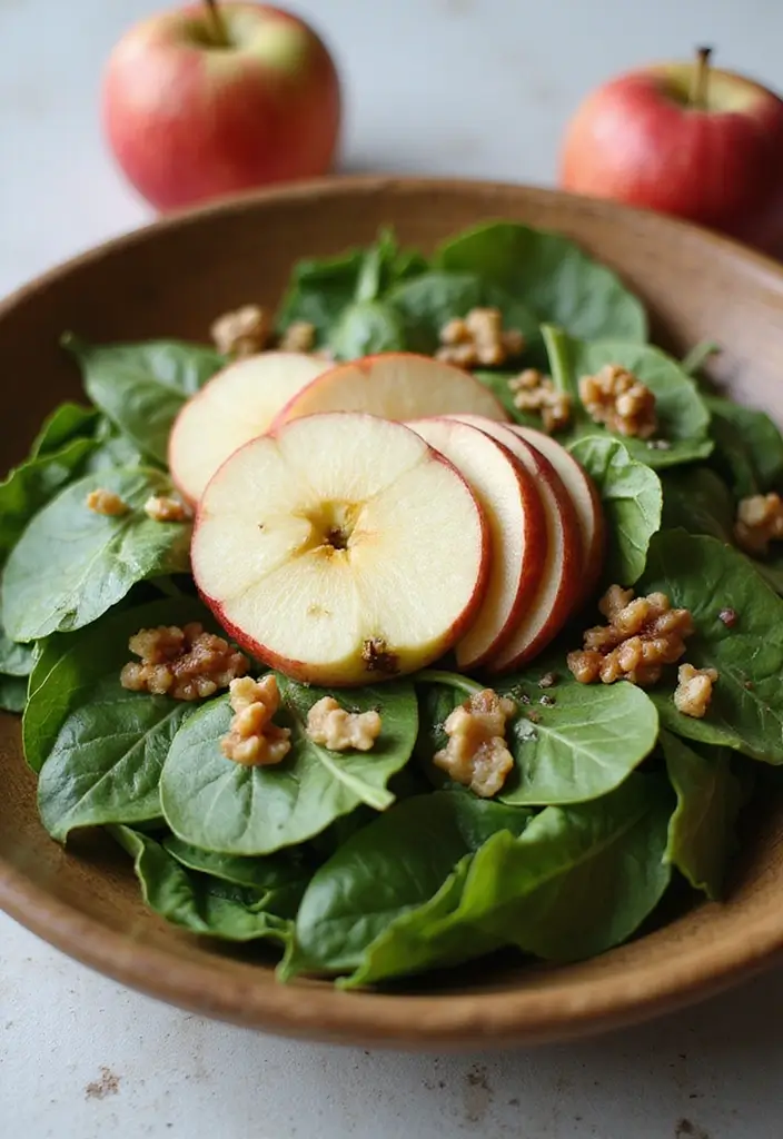 25 Raw Vegetable Salad Recipes That Are Crunchy and Healthy 32 25 Raw Vegetable Salad Recipes That Are Crunchy and Healthy - 6. Fresh Spinach and Apple Salad