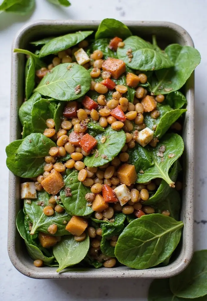 25 Salad Lunch Meal Prep Recipes for a Fresh Work Week 28 25 Salad Lunch Meal Prep Recipes for a Fresh Work Week - 6. Spinach and Lentil Salad