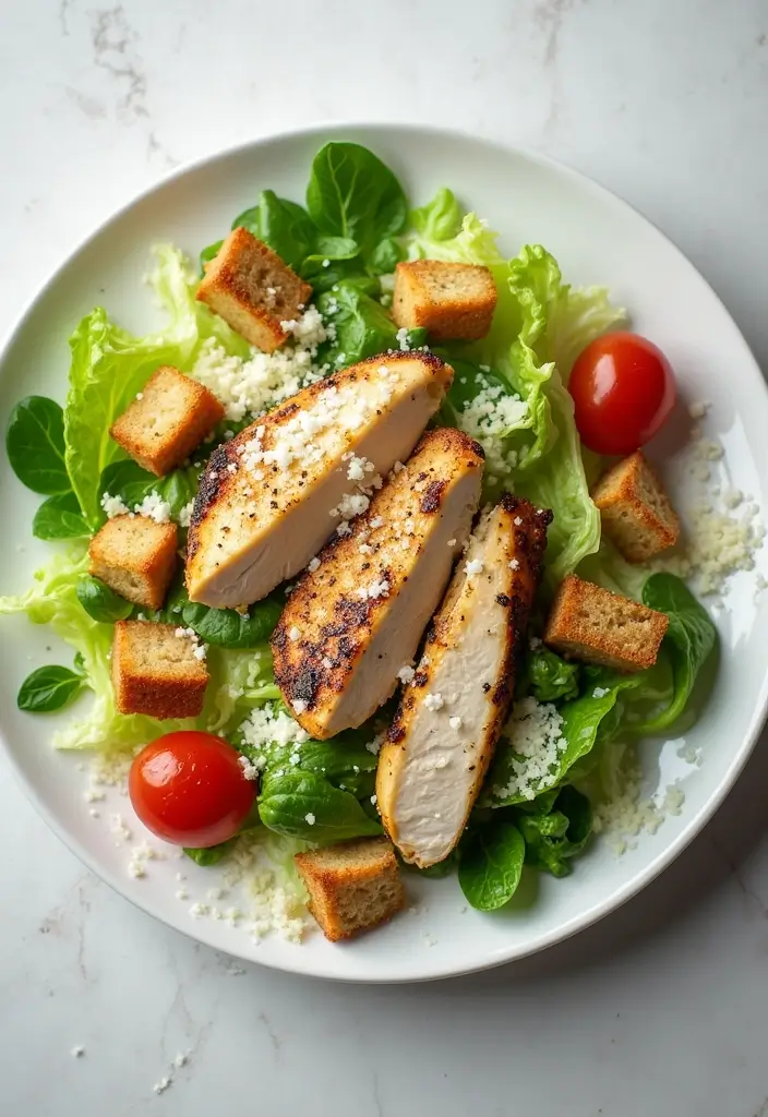 25 Salad Recipes for Dinner Party That Impress Every Guest 52 25 Salad Recipes for Dinner Party That Impress Every Guest - 12. Caesar Salad with Grilled Chicken