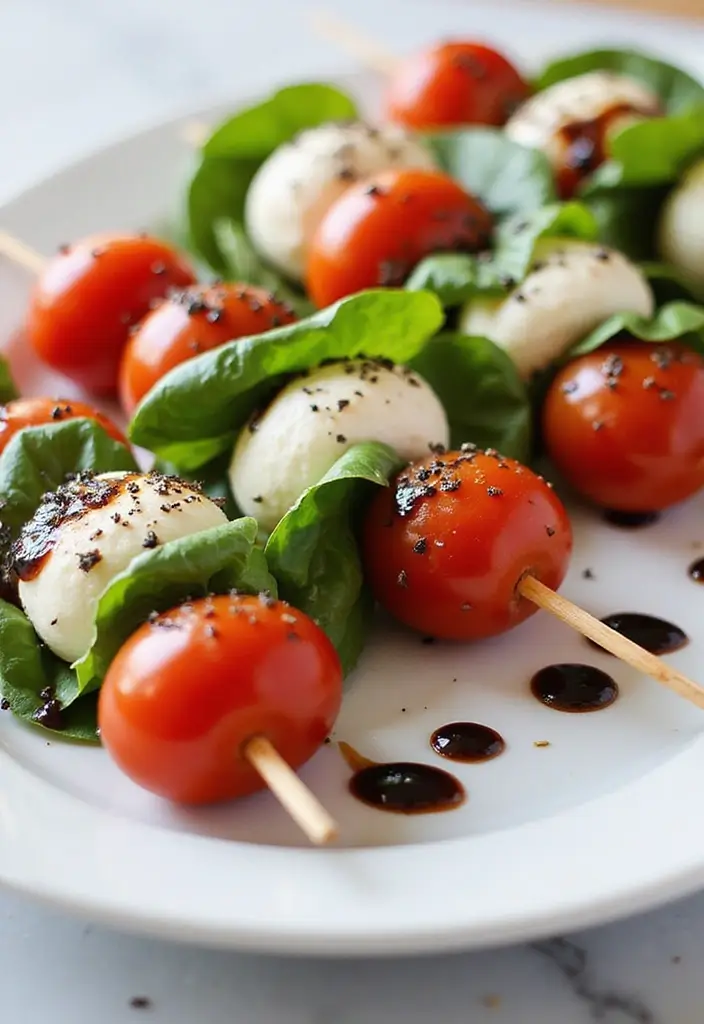25 Salad Recipes for Dinner Party That Impress Every Guest 9 25 Salad Recipes for Dinner Party That Impress Every Guest - 3. Caprese Salad Skewers