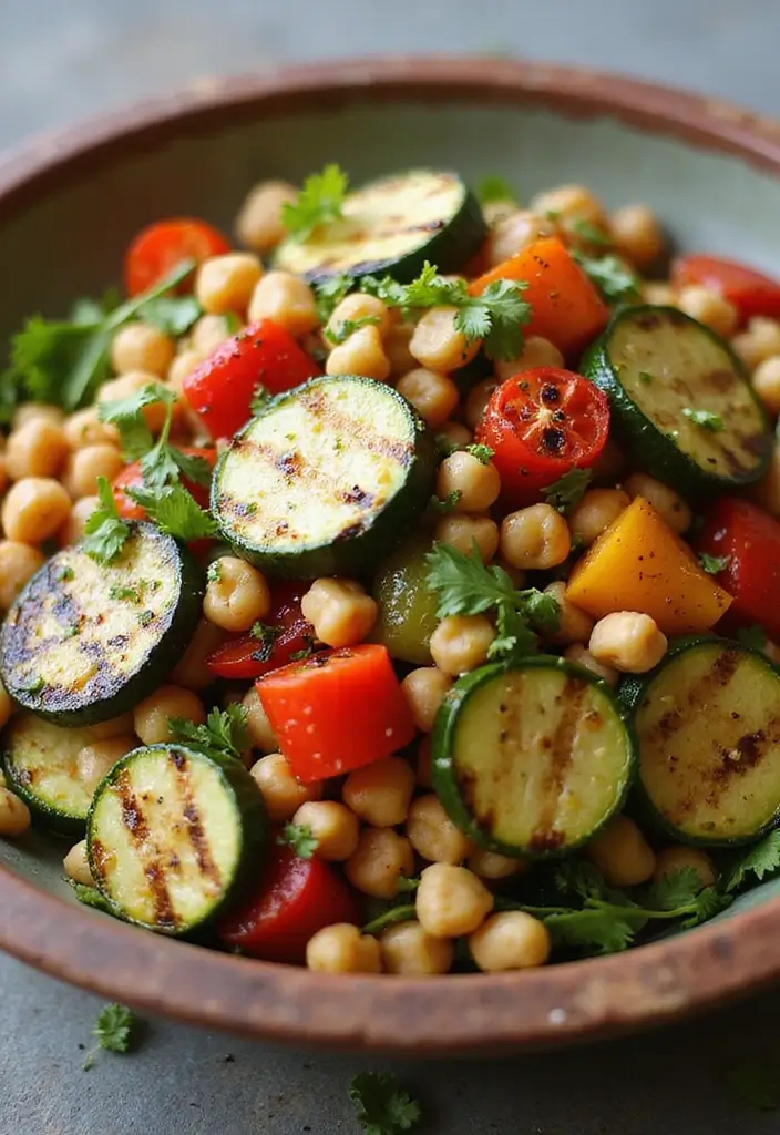 25 Salad Recipes for Dinner Party That Impress Every Guest 14 25 Salad Recipes for Dinner Party That Impress Every Guest - 4. Grilled Vegetable and Chickpea Salad