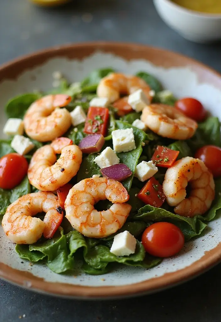25 Salad Recipes for Dinner Party That Impress Every Guest 32 25 Salad Recipes for Dinner Party That Impress Every Guest - 8. Greek Salad with Grilled Shrimp