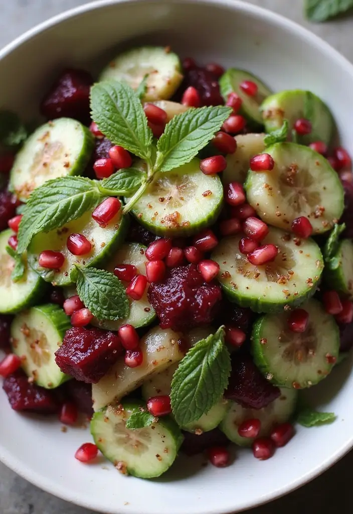 27 Beet and Cucumber Salad Recipes Packed with Freshness 53 27 Beet and Cucumber Salad Recipes Packed with Freshness - 11. Beet and Cucumber Salad with Pomegranate Seeds