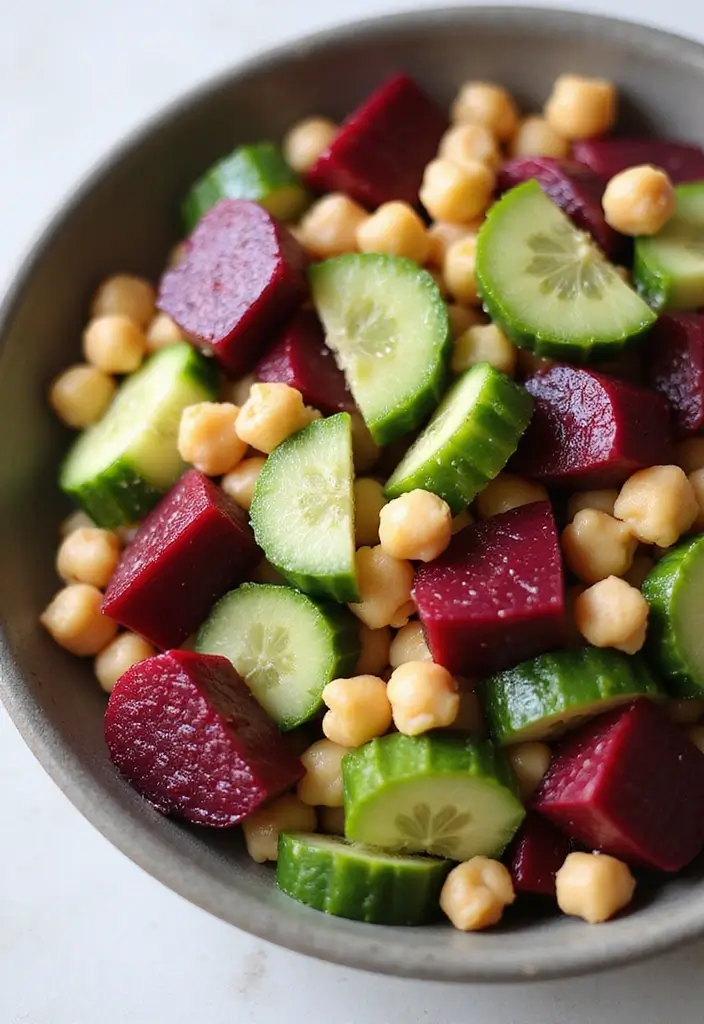 27 Beet and Cucumber Salad Recipes Packed with Freshness 60 27 Beet and Cucumber Salad Recipes Packed with Freshness - 12. Beet, Cucumber, and Chickpea Salad