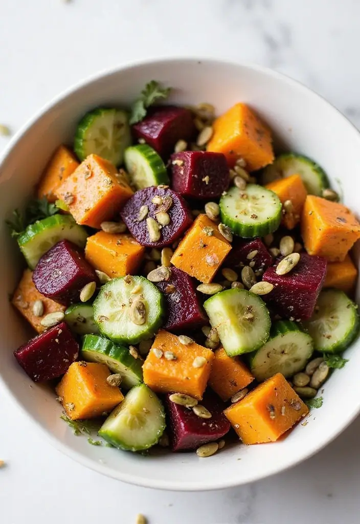 27 Beet and Cucumber Salad Recipes Packed with Freshness 72 27 Beet and Cucumber Salad Recipes Packed with Freshness - 14. Beet and Cucumber Salad with Sweet Potatoes