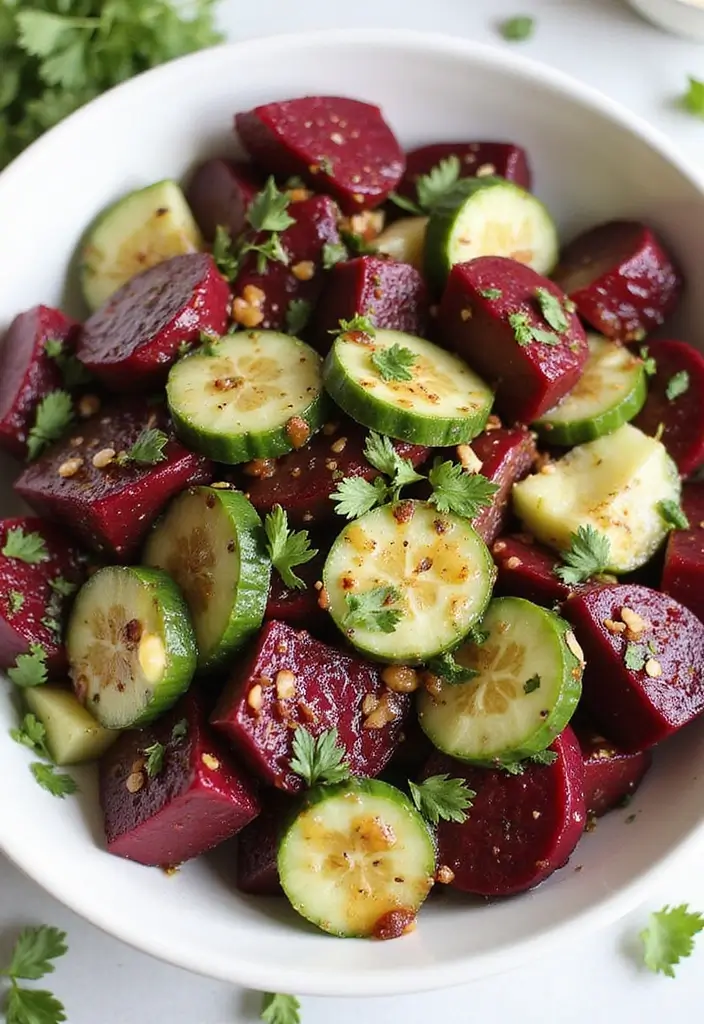 27 Beet and Cucumber Salad Recipes Packed with Freshness 77 27 Beet and Cucumber Salad Recipes Packed with Freshness - 15. Beet and Cucumber Salad with Roasted Garlic Dressing