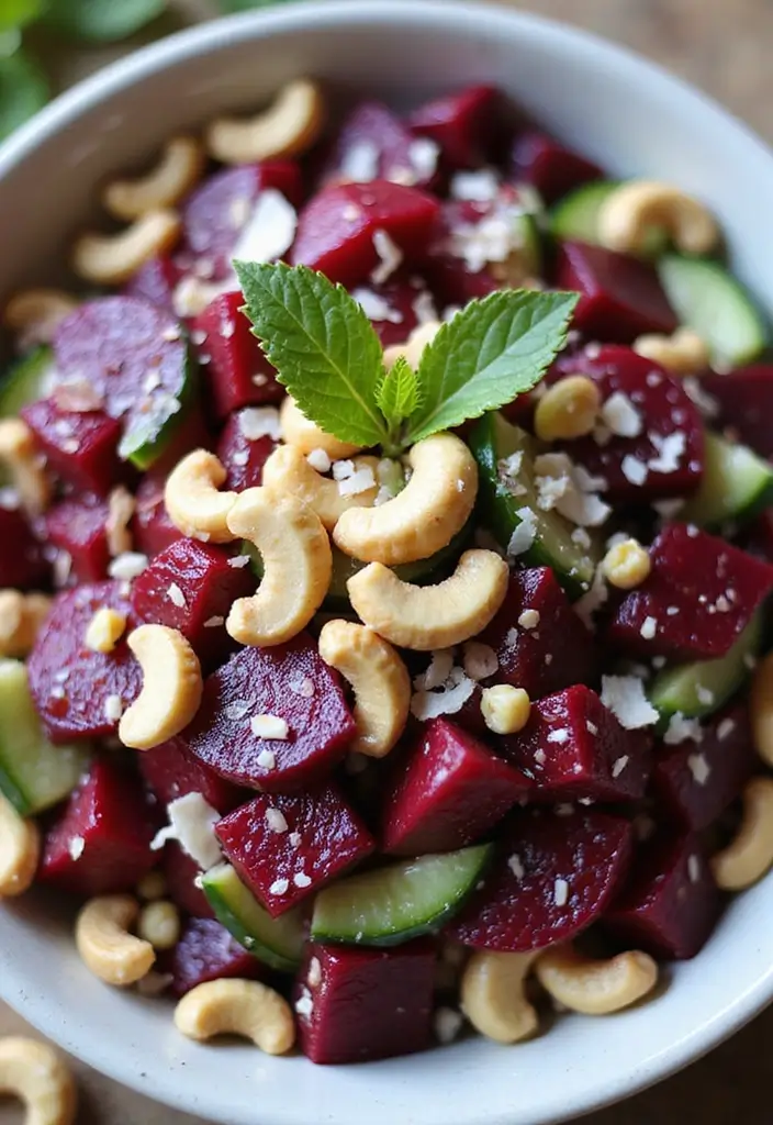 27 Beet and Cucumber Salad Recipes Packed with Freshness 108 27 Beet and Cucumber Salad Recipes Packed with Freshness - 22. Beet and Cucumber Salad with Cashews and Coconut