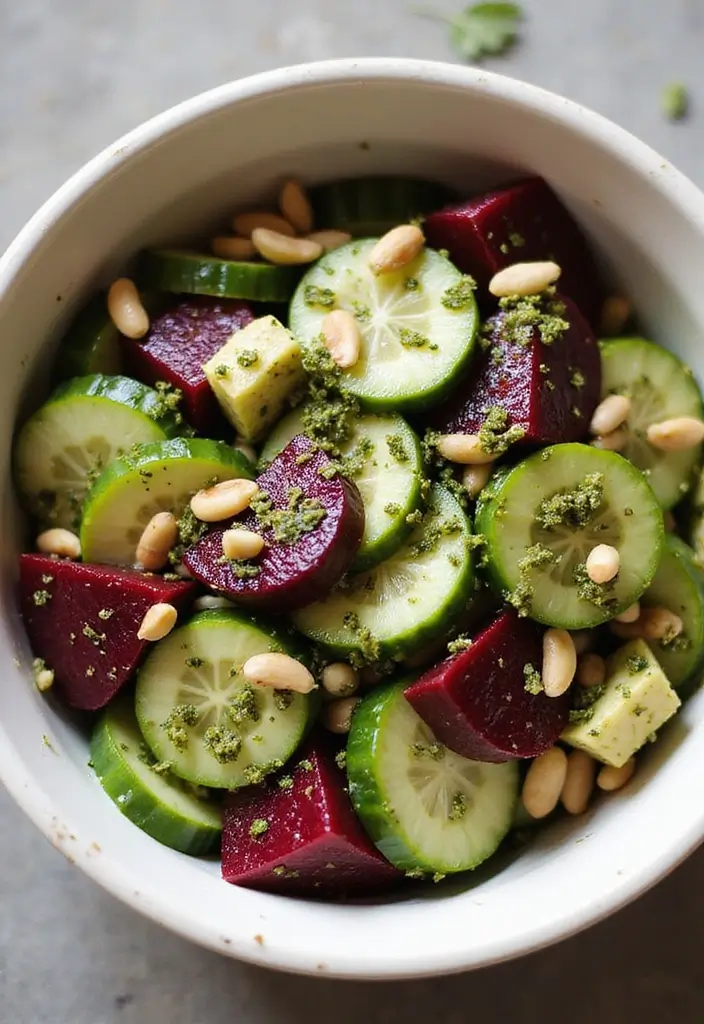27 Beet and Cucumber Salad Recipes Packed with Freshness 125 27 Beet and Cucumber Salad Recipes Packed with Freshness - 25. Beet and Cucumber Salad with Pesto