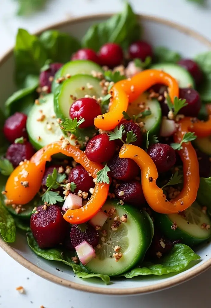 27 Beet and Cucumber Salad Recipes Packed with Freshness 130 27 Beet and Cucumber Salad Recipes Packed with Freshness - 26. Beet and Cucumber Salad with Roasted Peppers