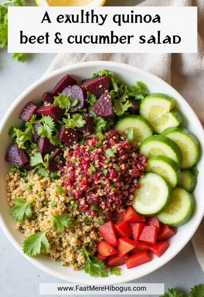 27 Beet and Cucumber Salad Recipes Packed with Freshness 23 27 Beet and Cucumber Salad Recipes Packed with Freshness - 5. Quinoa Beet and Cucumber Salad