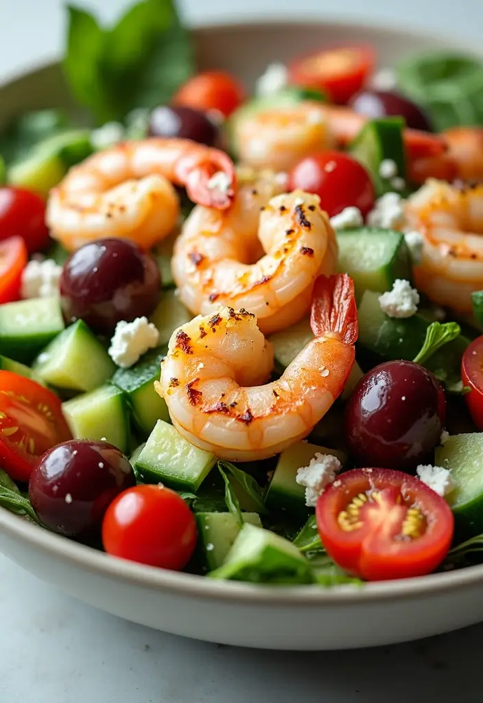 27 Low Carb High Protein Salad Recipes to Keep You Fit and Full 67 27 Low Carb High Protein Salad Recipes to Keep You Fit and Full - 13. Greek Salad with Grilled Shrimp