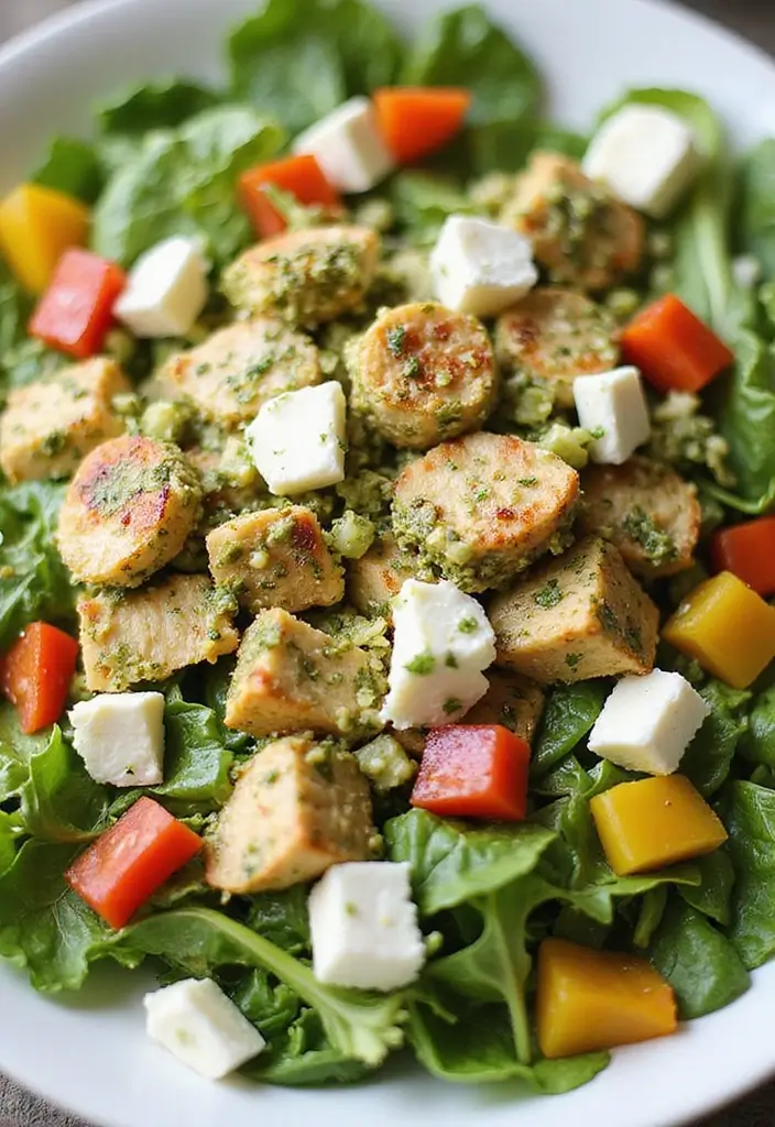 27 Low Carb High Protein Salad Recipes to Keep You Fit and Full 91 27 Low Carb High Protein Salad Recipes to Keep You Fit and Full - 17. Pesto Chicken Salad