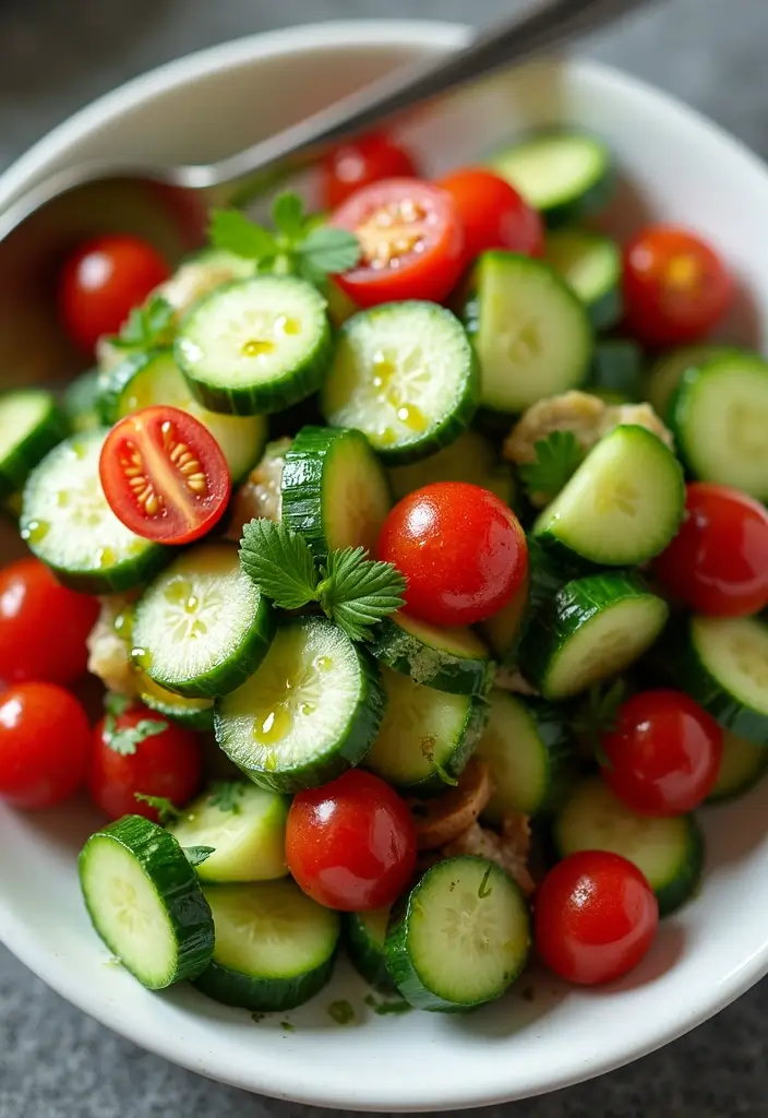 27 Low Carb High Protein Salad Recipes to Keep You Fit and Full 134 27 Low Carb High Protein Salad Recipes to Keep You Fit and Full - 24. Cucumber and Tomato Salad