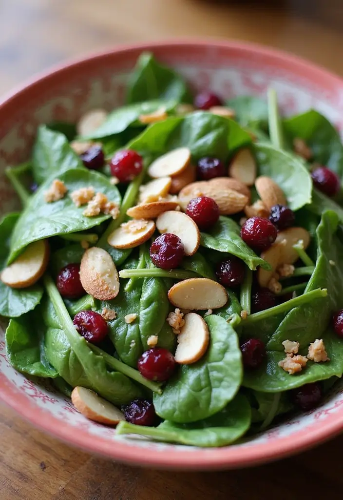 30+ Best Green Salad Recipes for Party and Family Gatherings 135 30+ Best Green Salad Recipes for Party and Family Gatherings - 25. Cranberry Almond Spinach Salad