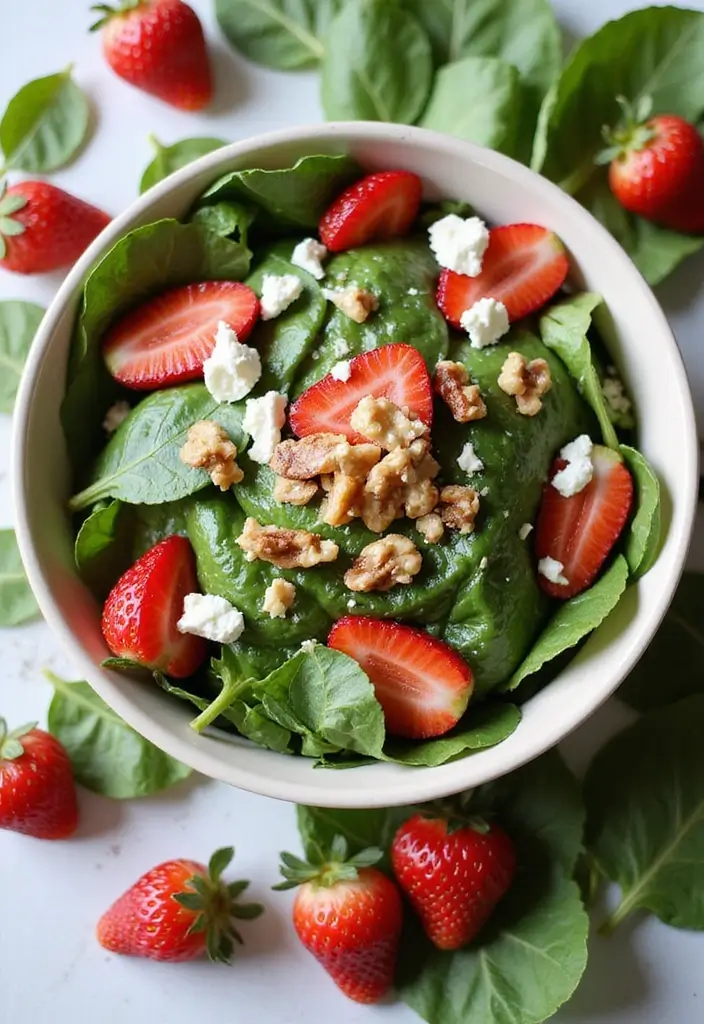 30+ Best Green Salad Recipes for Party and Family Gatherings 13 30+ Best Green Salad Recipes for Party and Family Gatherings - 3. Spinach and Strawberry Salad