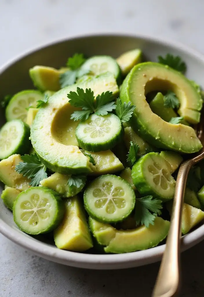 30+ Best Green Salad Recipes for Party and Family Gatherings 32 30+ Best Green Salad Recipes for Party and Family Gatherings - 6. Cucumber Avocado Salad