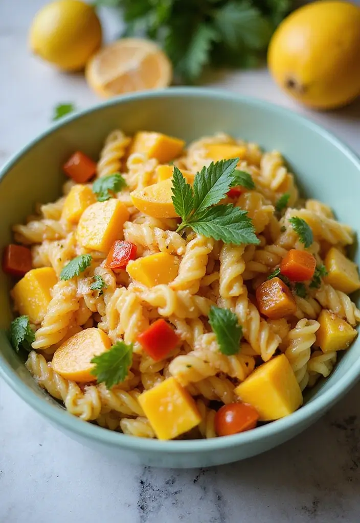 30+ Cold Creamy Pasta Salad Recipes for Hot Summer Days 69 30+ Cold Creamy Pasta Salad Recipes for Hot Summer Days - 13. Creamy Mango Pasta Salad