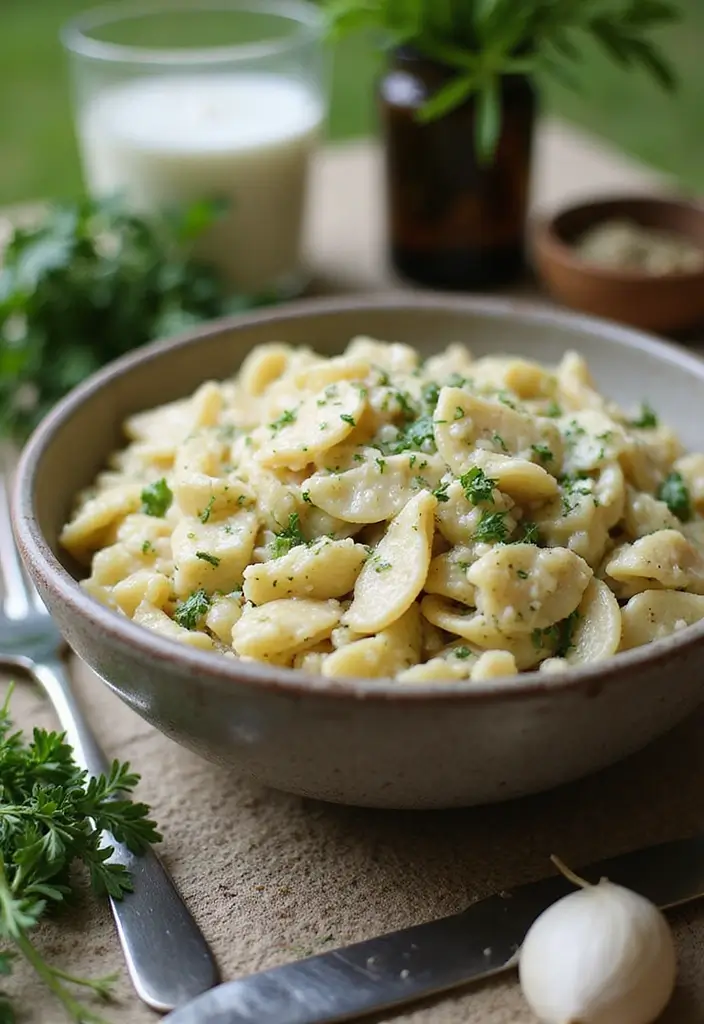 30+ Cold Creamy Pasta Salad Recipes for Hot Summer Days 147 30+ Cold Creamy Pasta Salad Recipes for Hot Summer Days - 29. Creamy Herb and Garlic Pasta Salad