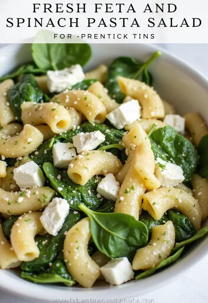 30+ Cold Pasta Salad Recipes That Are Light, Healthy, and Delicious 185 30+ Cold Pasta Salad Recipes That Are Light, Healthy, and Delicious - 29. Feta and Spinach Pasta Salad