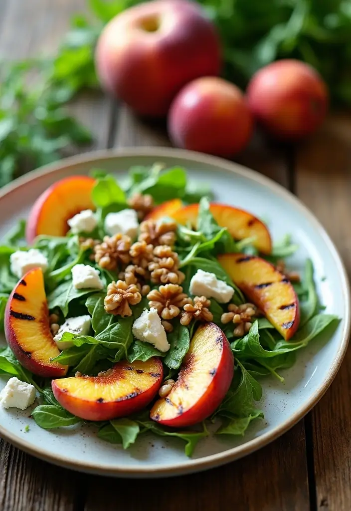 30+ End of Summer Salad Recipes to Celebrate the Season - 1. Grilled Peach and Arugula Salad