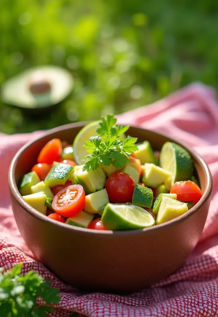 30+ End of Summer Salad Recipes to Celebrate the Season - 2. Tomato, Cucumber, and Avocado Salad