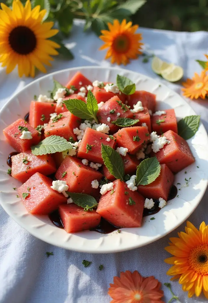 30+ End of Summer Salad Recipes to Celebrate the Season - 4. Watermelon and Feta Salad