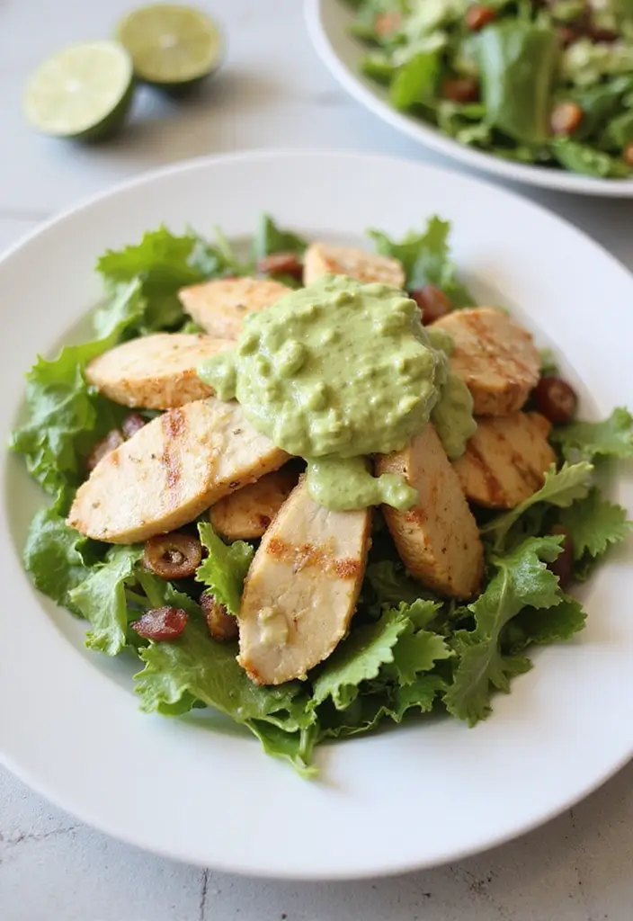 30+ Grilled Chicken Cobb Salad Recipes for Protein Lovers 155 30+ Grilled Chicken Cobb Salad Recipes for Protein Lovers - 23. Grilled Chicken Cobb Salad with Avocado Dressing