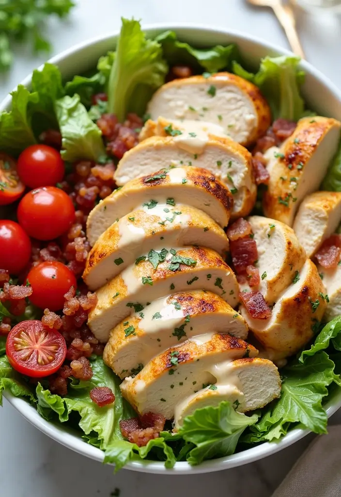 30+ Grilled Chicken Cobb Salad Recipes for Protein Lovers 183 30+ Grilled Chicken Cobb Salad Recipes for Protein Lovers - 27. Creamy Ranch Grilled Chicken Cobb Salad