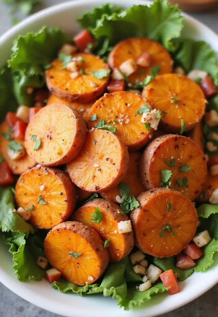30+ Healthy Salad Topping Ideas to Make Every Bowl Exciting 41 30+ Healthy Salad Topping Ideas to Make Every Bowl Exciting - 11. Sweet Potato Rounds