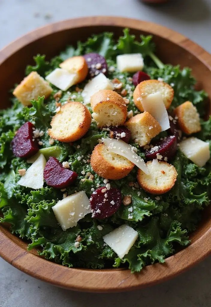 30+ Kale and Beet Salad Recipes Full of Color and Nutrition 46 30+ Kale and Beet Salad Recipes Full of Color and Nutrition - 10. Kale and Beet Salad with Croutons and Parmesan