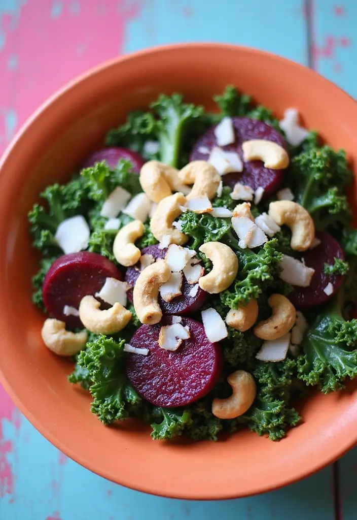 30+ Kale and Beet Salad Recipes Full of Color and Nutrition 82 30+ Kale and Beet Salad Recipes Full of Color and Nutrition - 16. Kale and Beet Salad with Coconut and Cashews