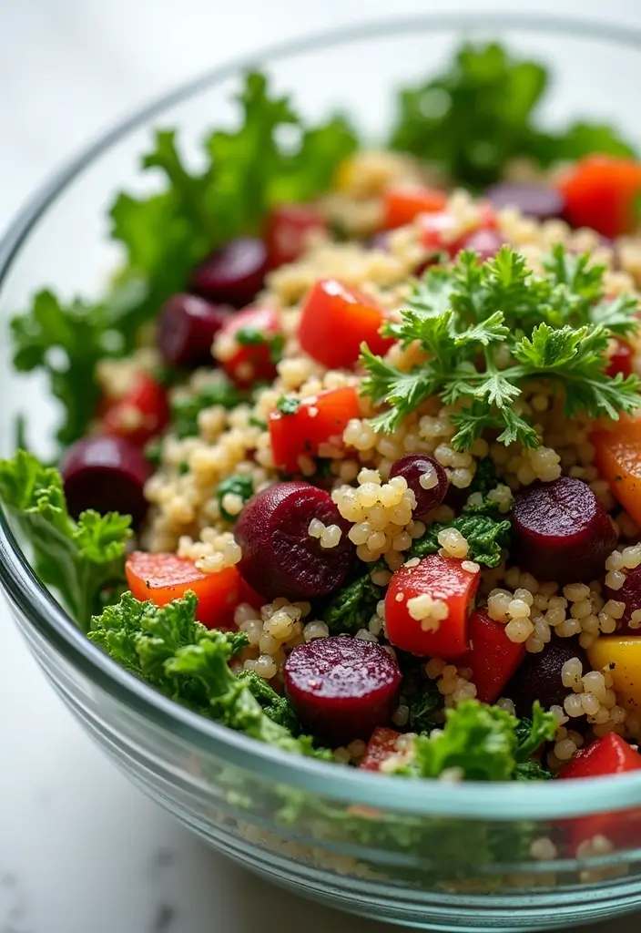 30+ Kale and Beet Salad Recipes Full of Color and Nutrition 6 30+ Kale and Beet Salad Recipes Full of Color and Nutrition - 2. Quinoa Kale and Beet Salad with Lemon Dressing