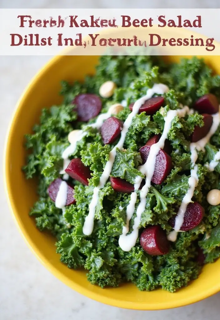 30+ Kale and Beet Salad Recipes Full of Color and Nutrition 149 30+ Kale and Beet Salad Recipes Full of Color and Nutrition - 29. Kale and Beet Salad with Dill and Yogurt Dressing