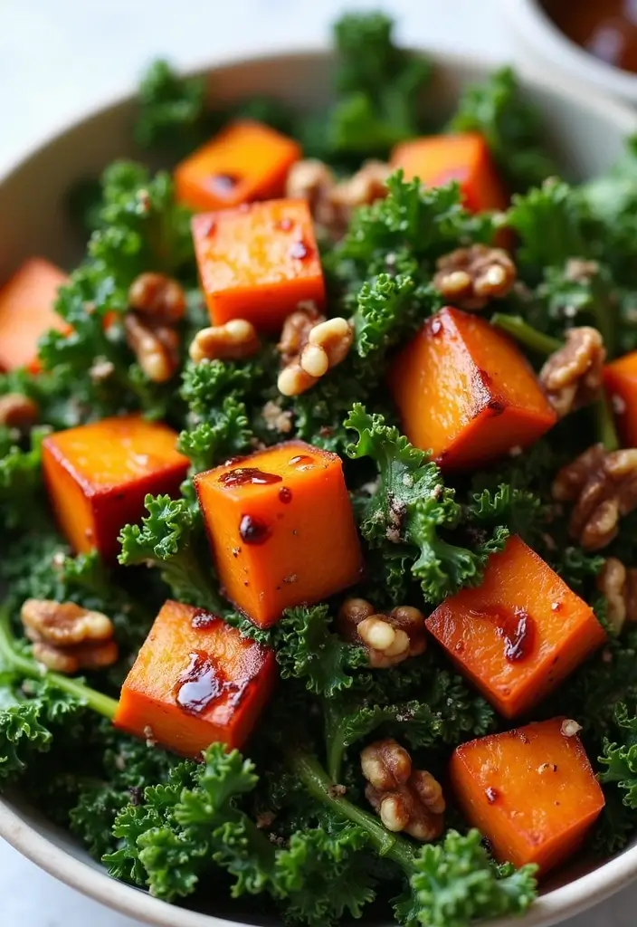 30+ Kale and Sweet Potato Salad Recipes That Feel Like Comfort Food 46 30+ Kale and Sweet Potato Salad Recipes That Feel Like Comfort Food - 10. Balsamic Roasted Sweet Potato and Kale Salad