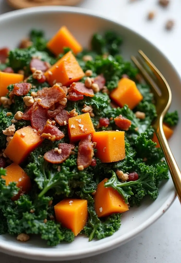 30+ Kale and Sweet Potato Salad Recipes That Feel Like Comfort Food 69 30+ Kale and Sweet Potato Salad Recipes That Feel Like Comfort Food - 15. Savory Kale and Sweet Potato Salad with Bacon
