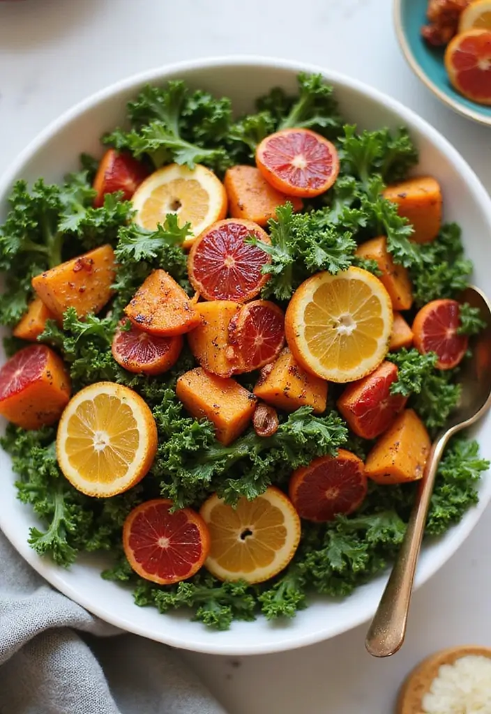 30+ Kale and Sweet Potato Salad Recipes That Feel Like Comfort Food 103 30+ Kale and Sweet Potato Salad Recipes That Feel Like Comfort Food - 21. Winter Kale and Sweet Potato Salad with Citrus