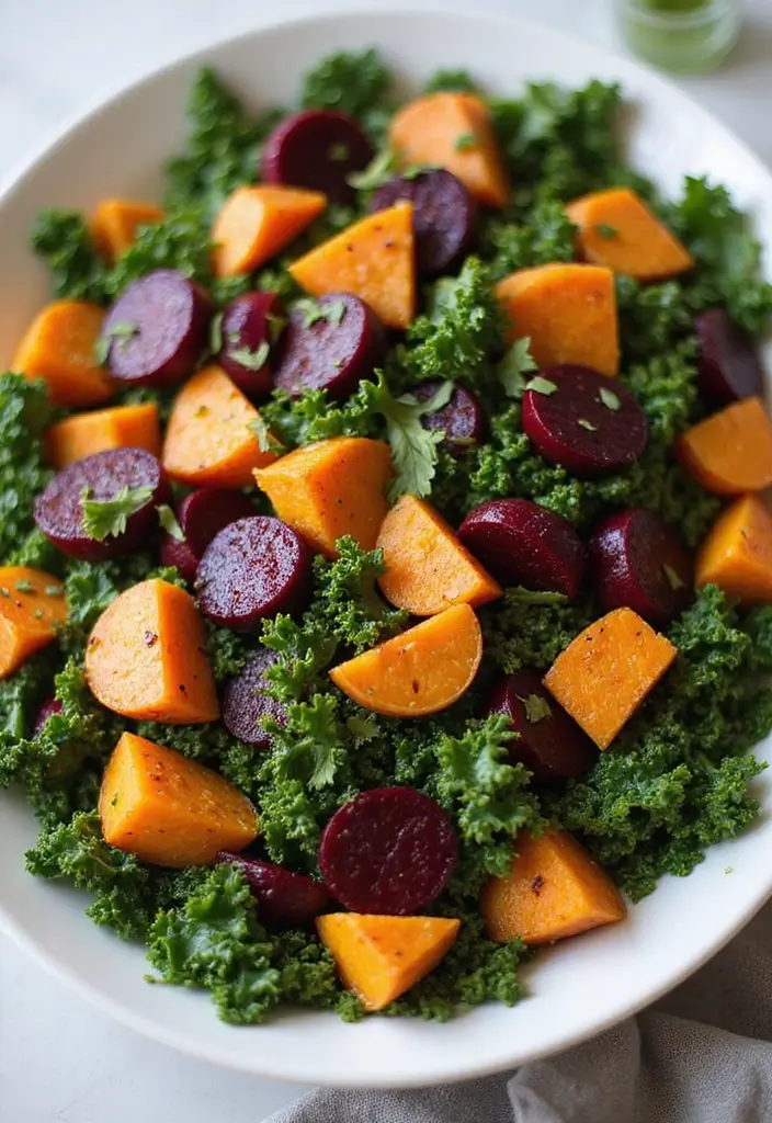 30+ Kale and Sweet Potato Salad Recipes That Feel Like Comfort Food 113 30+ Kale and Sweet Potato Salad Recipes That Feel Like Comfort Food - 23. Roasted Beet, Kale, and Sweet Potato Salad