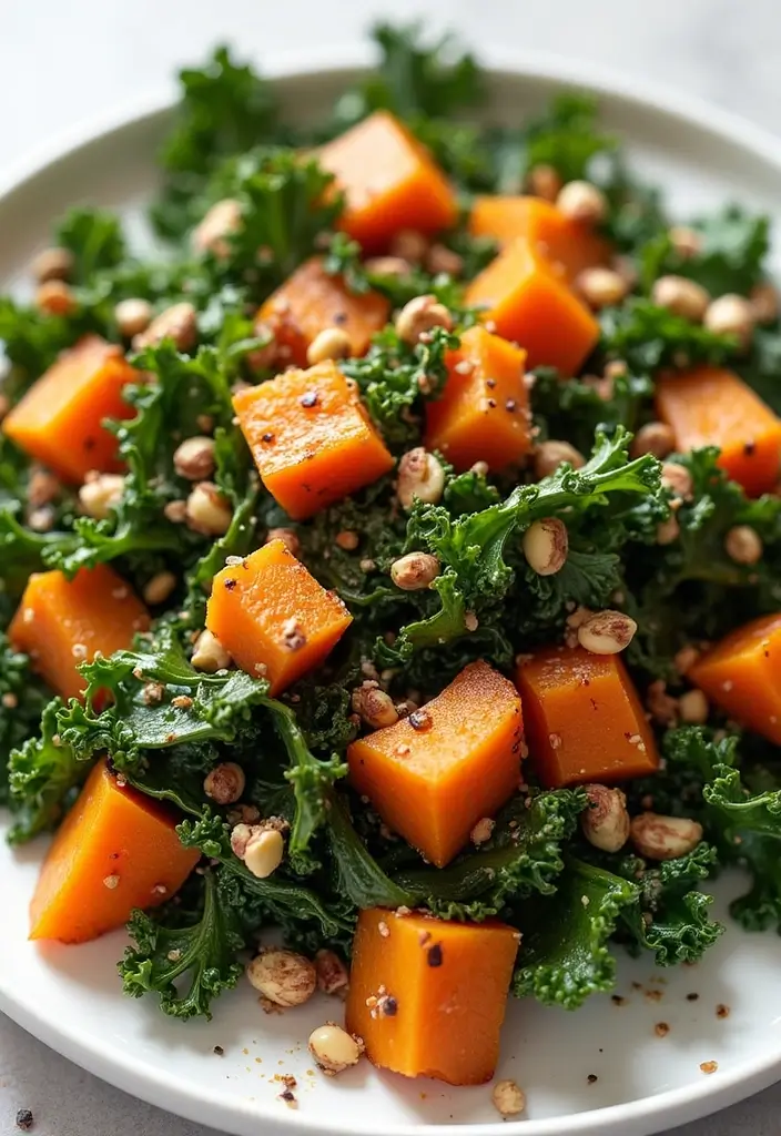 30+ Kale and Sweet Potato Salad Recipes That Feel Like Comfort Food 136 30+ Kale and Sweet Potato Salad Recipes That Feel Like Comfort Food - 28. Spiced Kale and Sweet Potato Salad with Tahini
