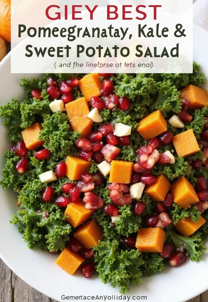 30+ Kale and Sweet Potato Salad Recipes That Feel Like Comfort Food 141 30+ Kale and Sweet Potato Salad Recipes That Feel Like Comfort Food - 29. Pomegranate, Kale, and Sweet Potato Salad
