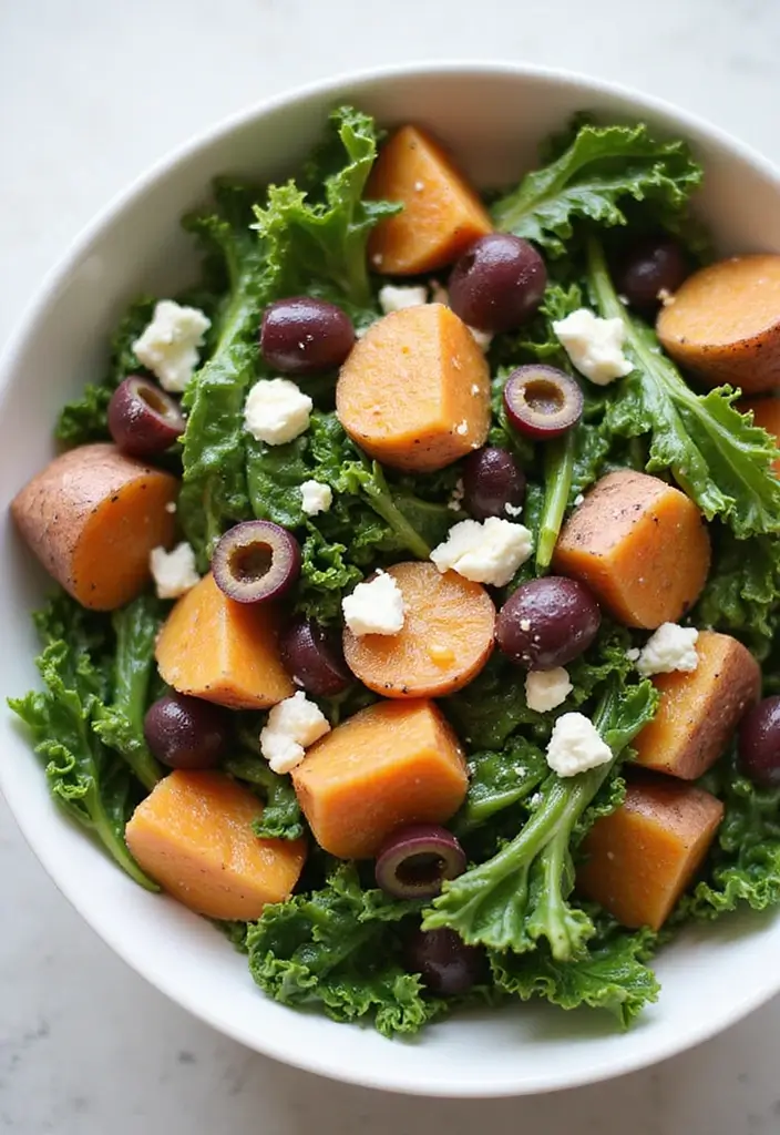 30+ Kale and Sweet Potato Salad Recipes That Feel Like Comfort Food 21 30+ Kale and Sweet Potato Salad Recipes That Feel Like Comfort Food - 5. Greek Kale and Sweet Potato Salad