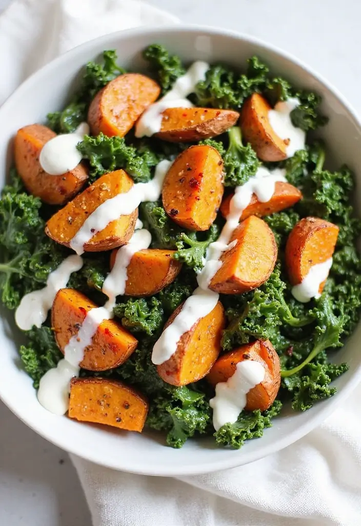 30+ Kale and Sweet Potato Salad Recipes That Feel Like Comfort Food 26 30+ Kale and Sweet Potato Salad Recipes That Feel Like Comfort Food - 6. Spicy Sweet Potato and Kale Salad