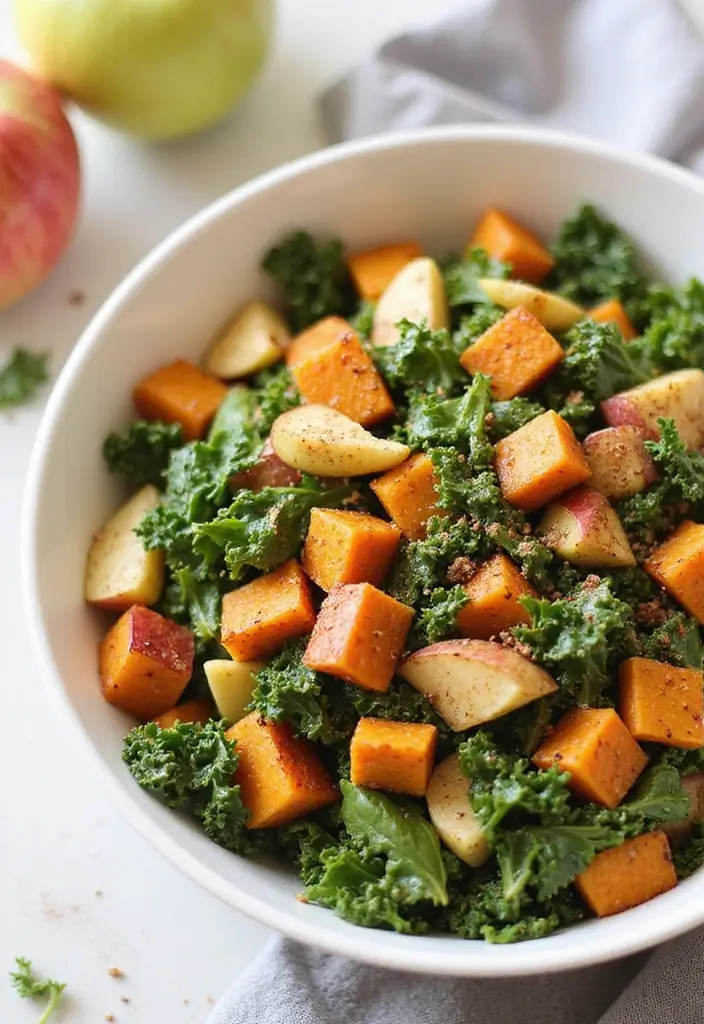 30+ Kale and Sweet Potato Salad Recipes That Feel Like Comfort Food 33 30+ Kale and Sweet Potato Salad Recipes That Feel Like Comfort Food - 7. Apple and Kale Sweet Potato Salad