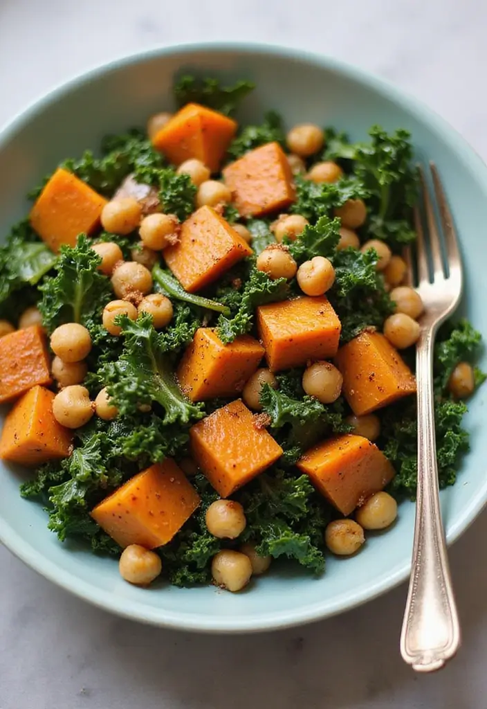 30+ Kale and Sweet Potato Salad Recipes That Feel Like Comfort Food 41 30+ Kale and Sweet Potato Salad Recipes That Feel Like Comfort Food - 9. Mediterranean Kale and Sweet Potato Salad with Chickpeas
