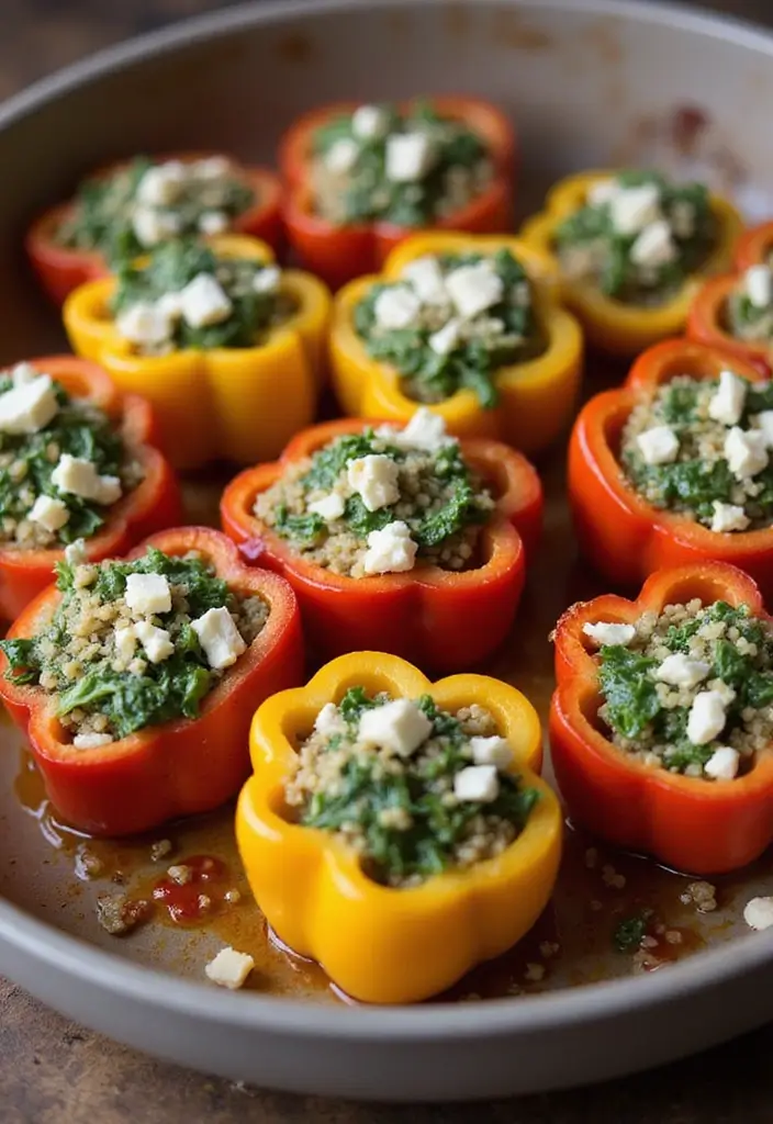 30+ Lettuce and Spinach Salad Recipes for Every Occasion - 14. Spinach and Feta Stuffed Peppers