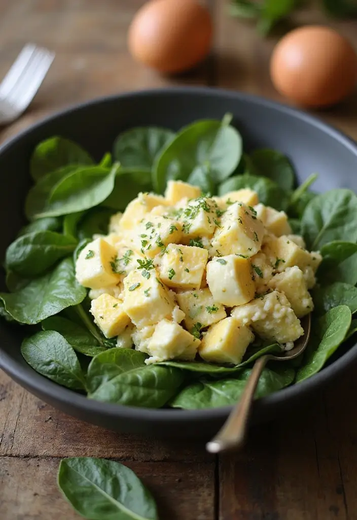 30+ Lettuce and Spinach Salad Recipes for Every Occasion - 19. Spinach and Egg Salad