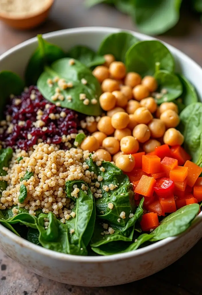30+ Lettuce and Spinach Salad Recipes for Every Occasion - 21. Spinach and Chickpea Buddha Bowl