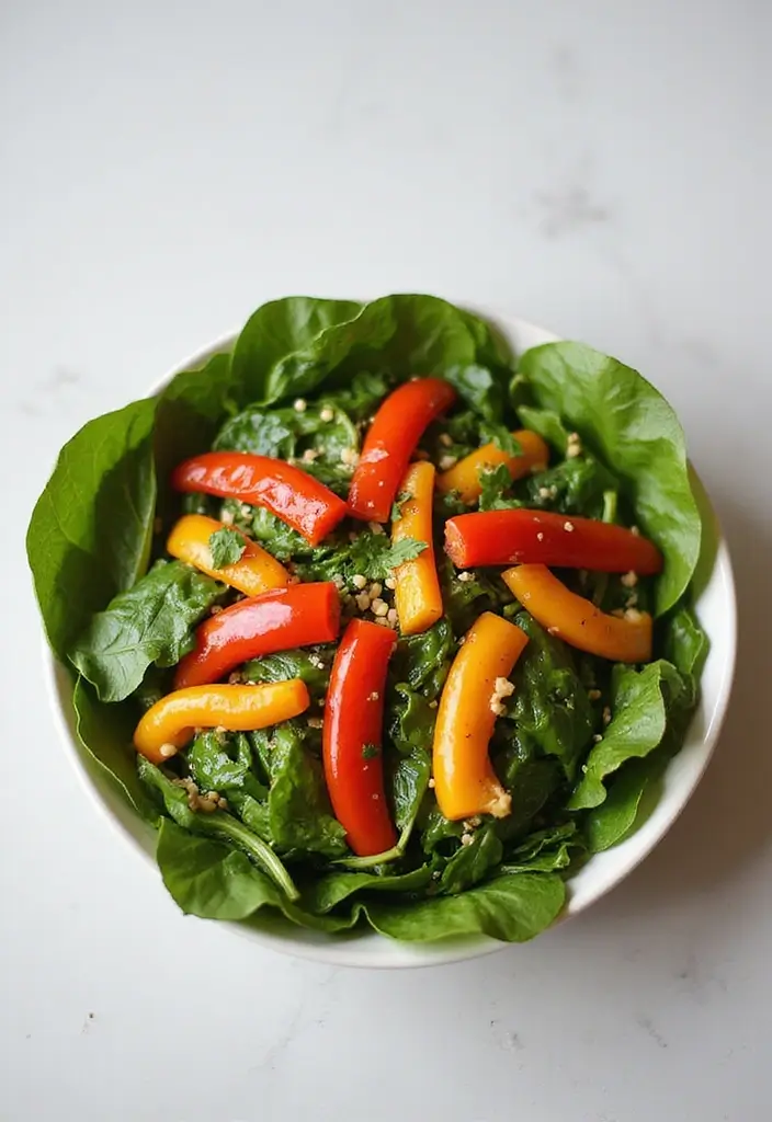 30+ Lettuce and Spinach Salad Recipes for Every Occasion - 30. Spinach and Bell Pepper Salad