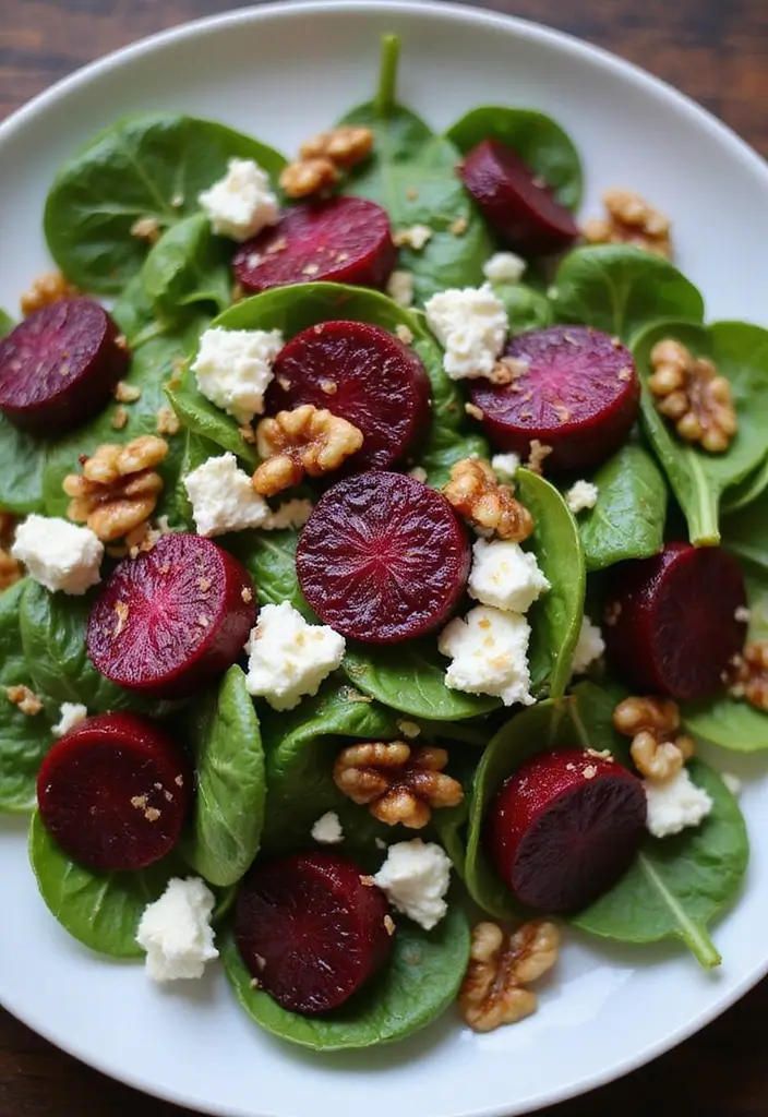 30+ Lettuce and Spinach Salad Recipes for Every Occasion - 6. Spinach and Roasted Beet Salad