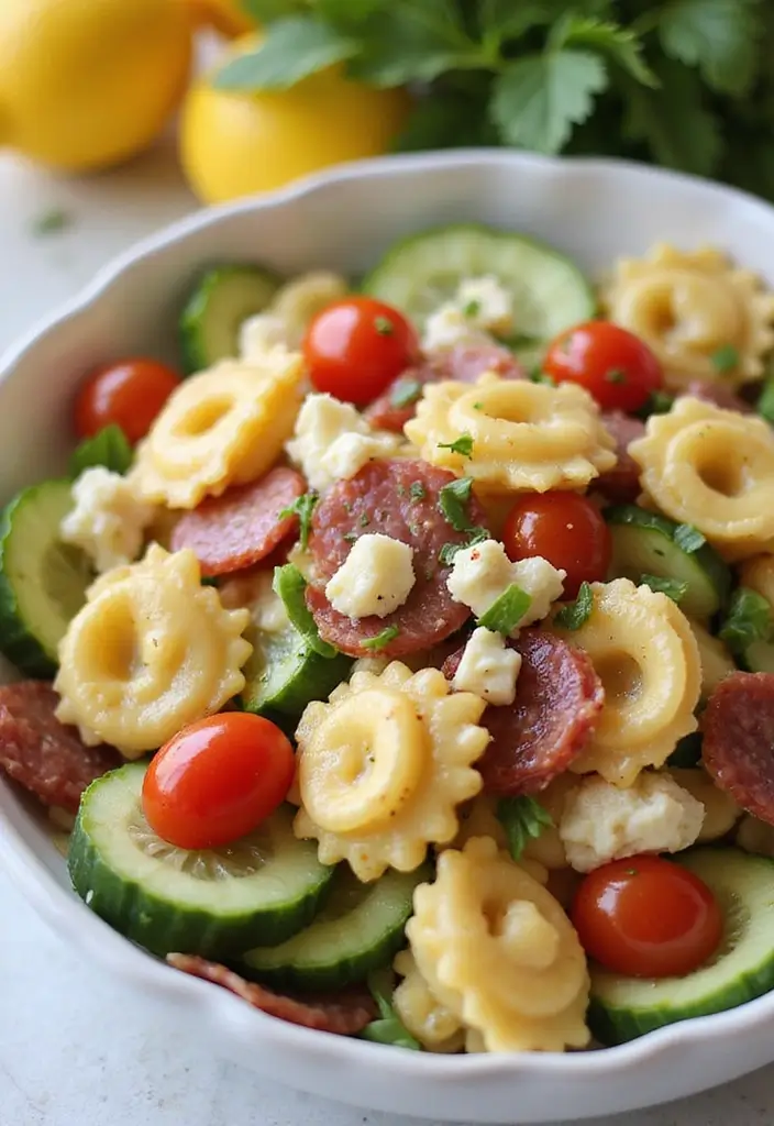 30+ Pasta Salad Recipes with Salami for a Savory Twist 87 30+ Pasta Salad Recipes with Salami for a Savory Twist - 13. Summer Salami Tortellini Salad