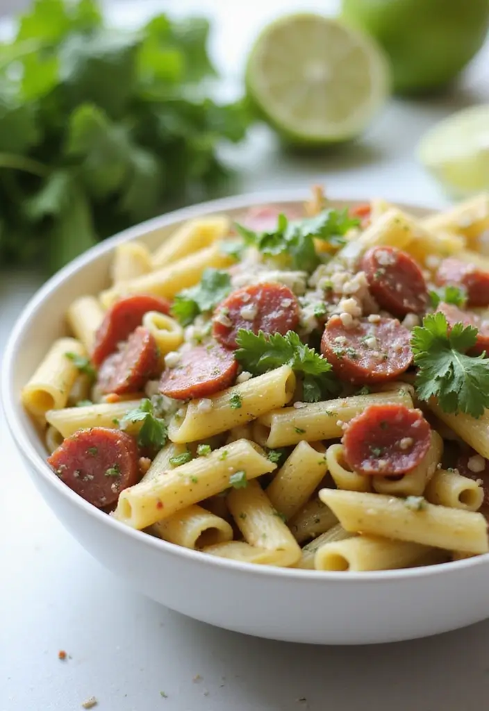 30+ Pasta Salad Recipes with Salami for a Savory Twist 108 30+ Pasta Salad Recipes with Salami for a Savory Twist - 16. Salami and Cilantro Lime Pasta Salad